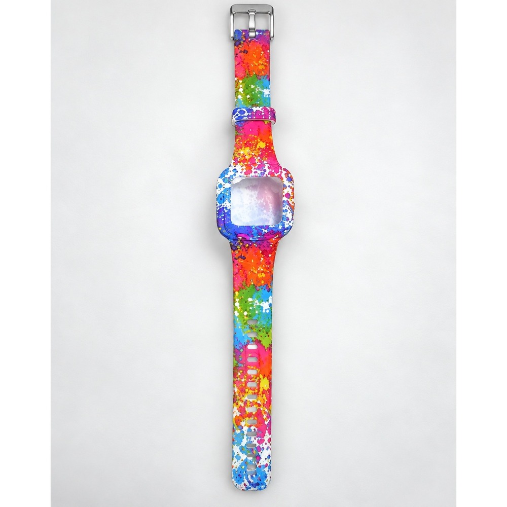 Vanet Replacement Band Garmin Vivofit Jr 3 Kids Silicone Rainbow Splatter 9.5"